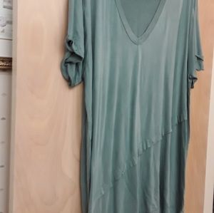 Green Olive Tiered Asymetrical Boho Top